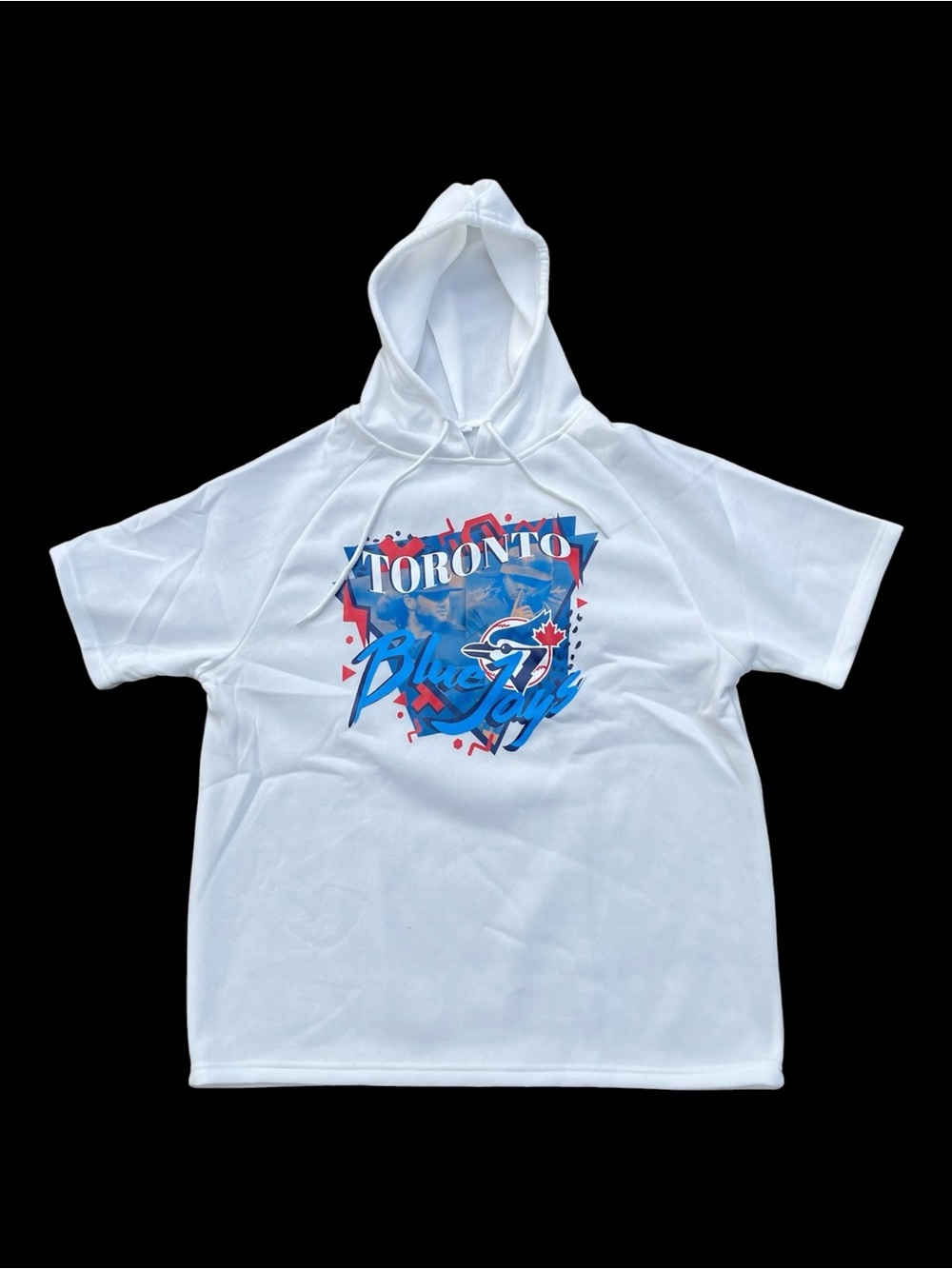 New Men’s XL Toronto Blue Jays SGA White Shortsleeved Hoodie Sweater